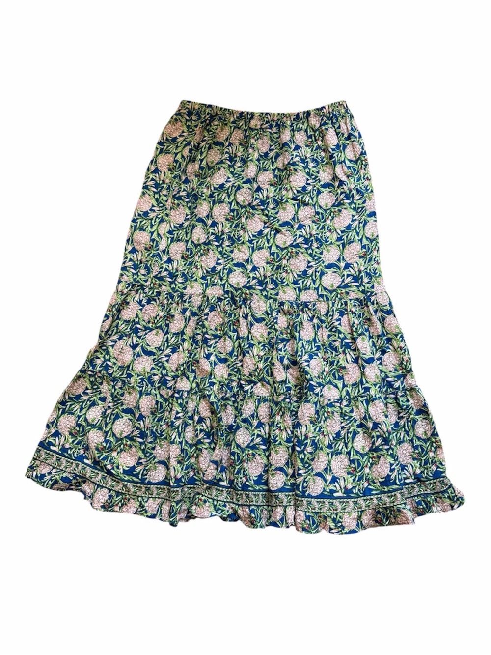 Max Studio Floral Tiered Maxi Skirt - Blue & Green